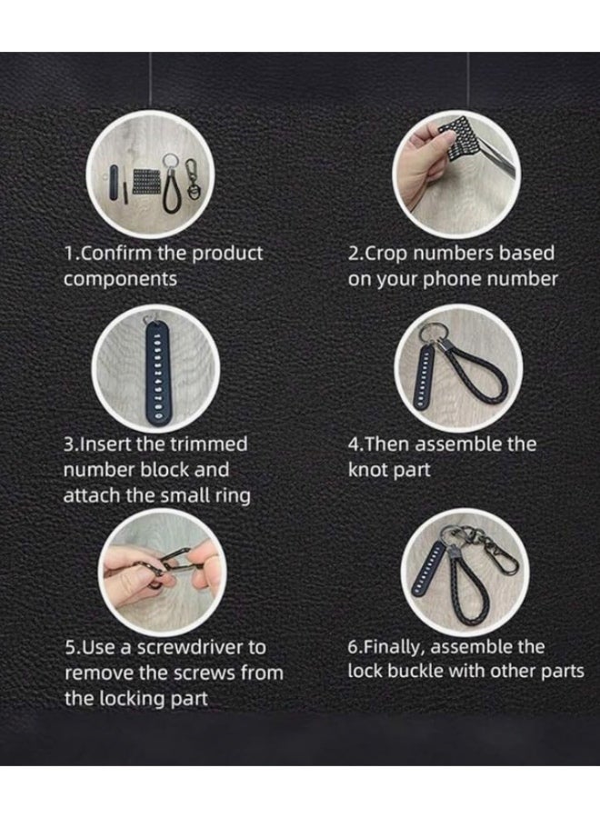 [One Anti-Loss Car Keychain] Anti-Loss Car Keychain With Phone Number Tag - Alloy, Non-Braided Design For Easy Key Retrieval - Image 2